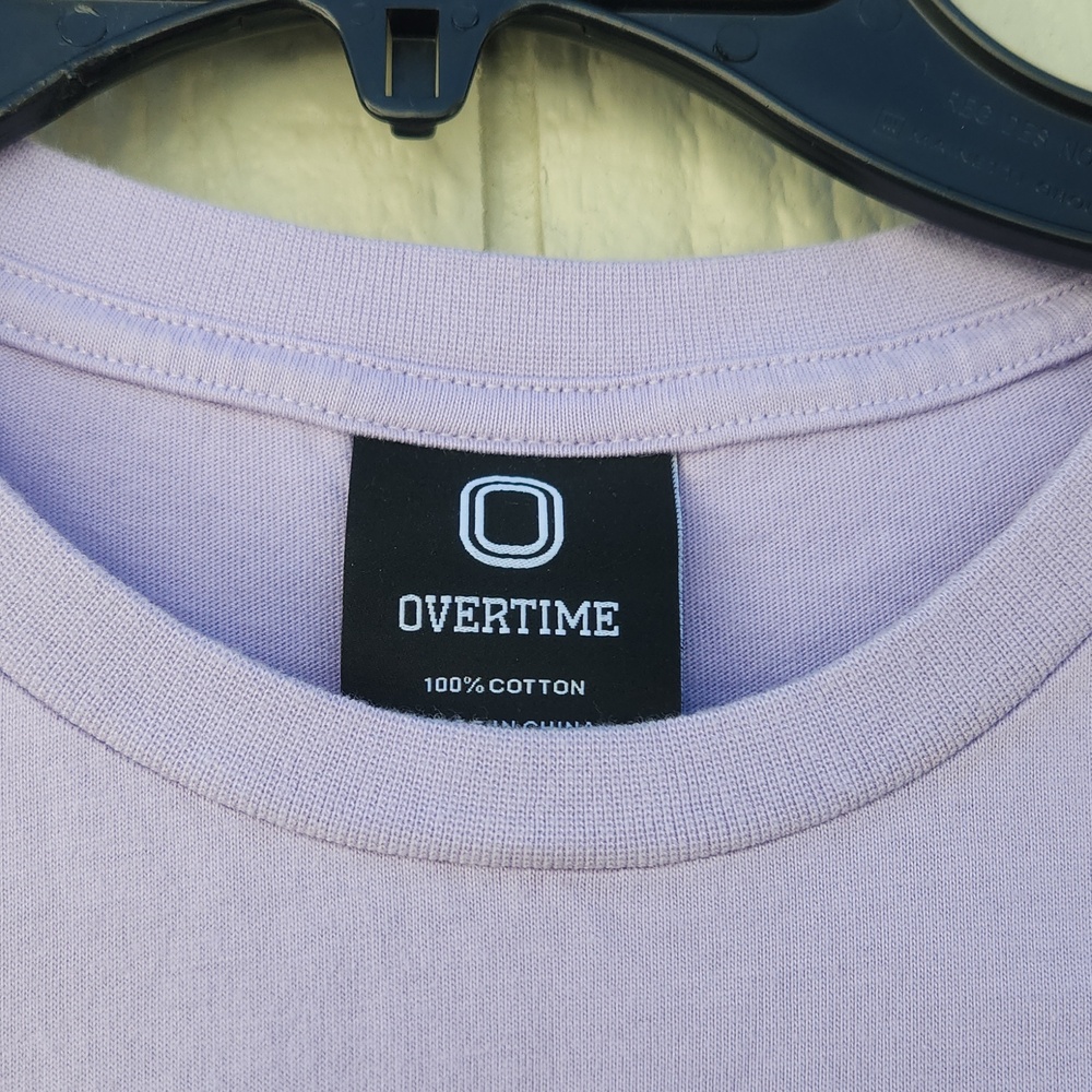 Overtime Mens Pastel Purple Sport Tee Cotton Ecocore Medium Normcore Athletic - Picture 3 of 3
